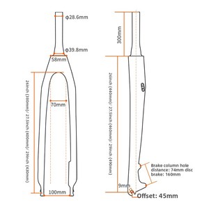Fourche avant TOSEEK entièrement en carbone, fourche rigide, frein à disque, 26/27,5/29 pouces, <span class=keywords><strong>tube</strong></span> de direction conique, vélo de montagne, libération rapide, sans <span class=keywords><strong>suspension</strong></span> - Product Image 4
