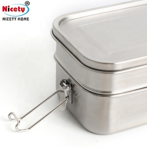 Nicety Hot Sale Custom Stainless Steel Lunch <strong>Box</strong> Portable Bento square 2 Layers Lunch <strong>Box</strong> <strong>Waterproof</strong> <strong>Storage</strong> <strong>Box</strong> for School - Product Image 5
