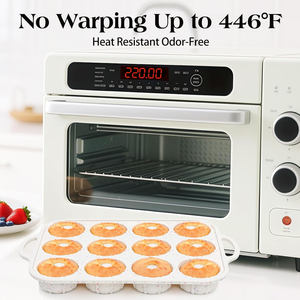 MUYULINS Factory Moule à tarte et à muffins en silicone beige 12 cavités, antiadhésif, sans BPA, avec cadre métallique renforcé, conforme LFGB - Product Image 3