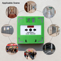 Bouton de déverrouillage d'urgence réinitialisable pour porte de sortie, avec alarme incendie par bris de verre, LED et cache de protection