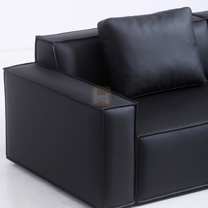 <span class=keywords><strong>Canapé</strong></span>-lit moderne en <span class=keywords><strong>cuir</strong></span> <span class=keywords><strong>microfibre</strong></span> noir de style italien, cadre en bois massif, écologique, durable, minimaliste, salon personnalisé - Product Image 6
