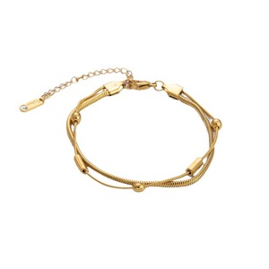 <b>Titanium</b> Steel Bracelet 18K Gold Plated <b>Chain</b> Wave Design Women's Jewelry Gift Yiwu Origin SL41090 - Product Image 5