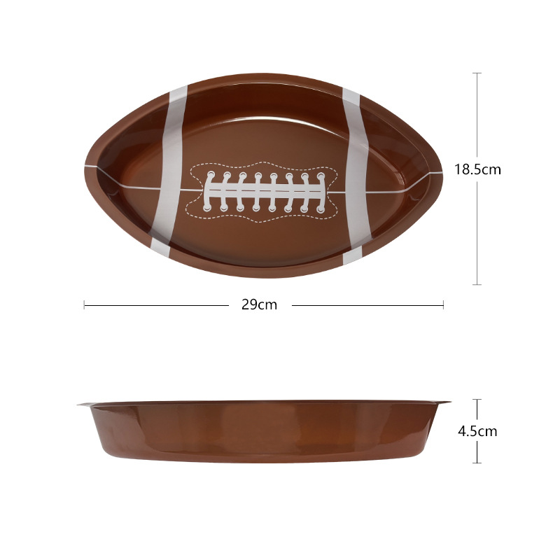 Football Theme Rugby Disposable PET Plastic Blister Tableware Set Pizza Cookie Cake Candy Tray Custom Logo Paper Plates Napkins