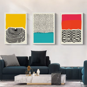 Vente chaude Rétro Photo Mur Art Abstrait Coloré <span class=keywords><strong>Cercle</strong></span> Impression <span class=keywords><strong>Peinture</strong></span> sur Toile Moyen pour Salon avec Cadre Noir - Product Image 3