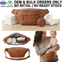 Sac à langer classique en cuir PU marron personnalisé en usine, léger et polyvalent, avec pochette pour sucette, pour maman, usage quotidien