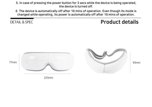Masajeador de ojos eléctrico con certificado KC, masaje de compresión de aire con vibración de calor recargable plegable con máscara de ojos relajantes de música - Product Image 5