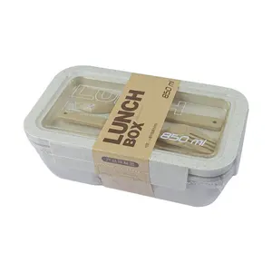 Bento Rice Husk eco wheat straw fiber lunch bag soup drinking cup Lunch Box with cutlery and bag