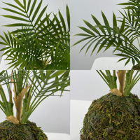 Nouvelle Arrivée Plante Artificielle Areca Palm Kokedama 37cm, Boule de Mousse Artificielle Bonsaï, Décoration Écologique pour Intérieur, Mariage, Maison, Bureau, Table