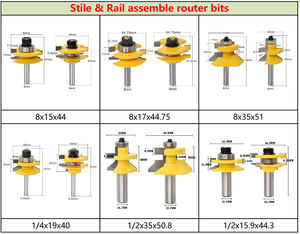 Tige et style pour assembler des mèches de toupie pour le travail du bois, outil de fraisage pour graver les meubles en bois, bricolage, 1/2 pouces - Product Image 3