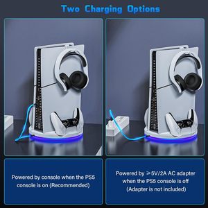 Station de charge pour <span class=keywords><strong>manette</strong></span> PS5 avec éclairage RGB ambiant Type-C, support de charge rapide pour console PS5, en plastique - Product Image 6