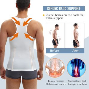 Invisible Slimming <strong>Men's</strong> <strong>Tank</strong> <strong>Top</strong> Adjustable 3-<strong>Row</strong> Hook-and-Eye Breathable Mesh Abdomen &amp; Chest Compression Body Shaper - Product Image 6