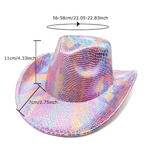 Nuevo diseño colorido sombrero de <span class=keywords><strong>vaquero</strong></span> brillante neón sirena vaquera sombrero occidental - Product Image 3