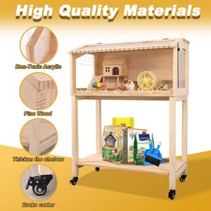 Jaula de hámster de madera de fábrica más nueva con estante de almacenamiento jaulas de animales pequeños con estante de almacenamiento <span class=keywords><strong>para</strong></span> conejillo de indias Chinchilla rata conejito - Product Image 2