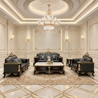 Ensemble de canapés de salon en bois de couleur vive de style baroque français luxueux / Canapé antique sculpté à la main de style palais royal / Meubles de maison