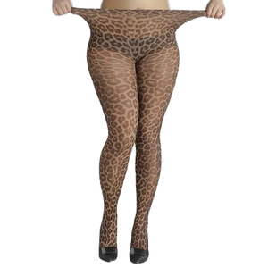 Collant Sexy da Donna <span class=keywords><strong>Taglie</strong></span> <span class=keywords><strong>Forti</strong></span> in Poliestere Sottile con Stampa Leopardata, Jacquard, Trasparenti e Senza Cuciture - Product Image 1