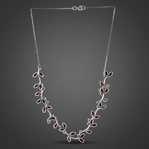 Collar con Colgante de Planta de Circonita Cúbica Marquise de Aleación de Zinc Plateado en Plata Art Palace, Estilo Romántico para Mujer, Cadena de Serpiente de 20 Pulgadas - Product Image 2