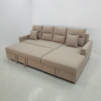 Canapé d'angle multifonctionnel avec rangement, moderne et minimaliste, pliable, trois places, revêtement en tissu, idéal pour petit salon ou hôtel