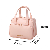 Trousse de Maquillage en Cuir Effet Peau Grande Capacité, Sac Cosmétique de Voyage Portable Multi-Poches, Organisateur de Toilette avec Porte-Pinceaux
