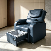 Fauteuil de pédicure électrique de luxe en cuir PU inclinable avec bac à pédicure extractible pour mobilier de salon de manucure
