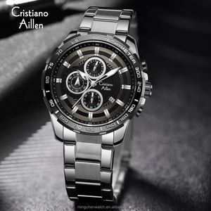 Montre homme Cristiano Aillen, mode moderne, acier inoxydable, alliage, quartz, business, vintage, étanche, lumineuse - Product Image 5