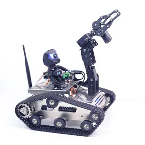 Chưa Hoàn Thành DIY WIFI Thông Minh RC Theo Dõi Xe Tăng Chassis Robot Với Camera + A1 Robot Arm