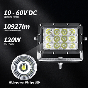 Foco/Reflector de Alta Potencia de 120w, Lámpara Cuadrada para Minería, Excavadora, Tractor Industrial, Luz de Trabajo LED Súper Brillante e Impermeable para Camiones - Product Image 4