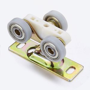 Colgador de puerta de bolsillo deslizante RHETECH de 200lb, rodamiento de bolas negro, juegos de ruedas de rodillos antiguos, herrajes para puertas de Granero corredizas modernas de plástico - Product Image 1