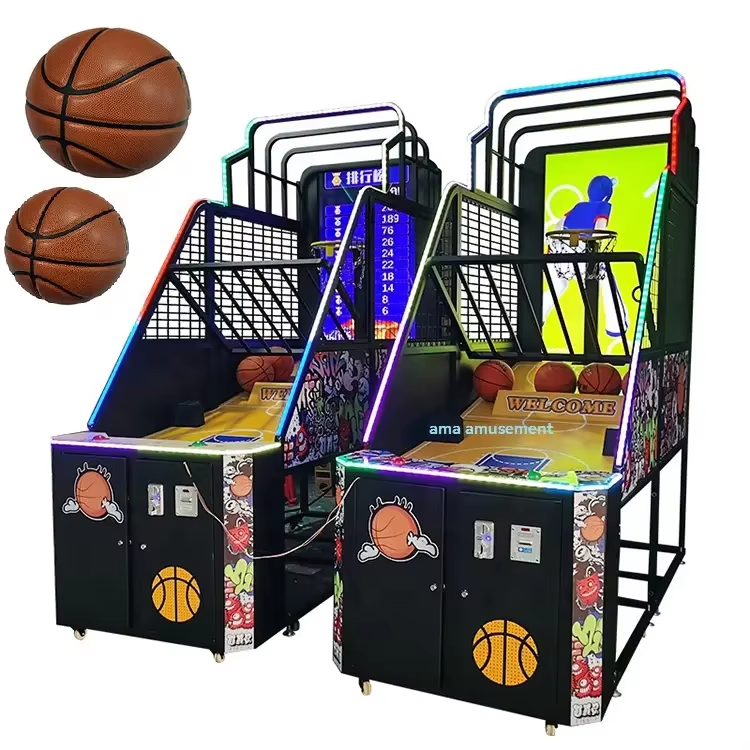 AMA Amusement Street Basketball Hoop Machine 55 Inch Screen Arcade Game Coin Operated Metal Basketball Shooting Machine for Sale