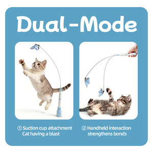 Jouet interactif <span class=keywords><strong>pour</strong></span> chat professionnel 2-en-1 avec ventouse automatique et <span class=keywords><strong>baguette</strong></span> électrique, rechargeable Type-C, motif papillon - Product Image 4