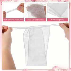 Slip monouso bianco <span class=keywords><strong>con</strong></span> <span class=keywords><strong>elastico</strong></span> in vita per spa e massaggi da donna - Product Image 3
