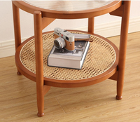 Salon moderne chaud Table en verre Double Table basse en bois massif Table basse portable amovible pour l'extérieur