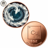 Pièce de monnaie en cuivre pur 999 de 1 once, imprimée en couleur 2D sur mesure, pièce de monnaie en lingot de cuivre, pièce de collection ronde, Tableau Périodique des Éléments C