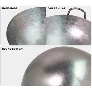 <span class=keywords><strong>Wok</strong></span> <span class=keywords><strong>de</strong></span> Acero al Carbono Martillado a Mano para Restaurantes y Hoteles con Dos Asas - Product Image 4