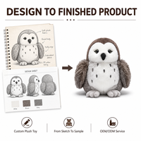 Peluche Hibou Brodé en Coton PP Personnalisée, Directement de l'Usine, à partir de Conception OEM/ODM, Poupée Personnage Rembourrée pour Marques IP Originales