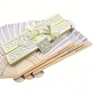 Éventails pliants en bambou de couleur violet clair, longueur 21 cm, pour mariage, éventail personnalisé avec logo - Product Image 5