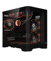 Boîtier de PC de jeu panoramique en verre incurvé avec refroidissement liquide Type-C 240 mm pour ordinateur Micro ATX MATX avec ventilateurs ARGB