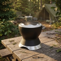 Brasero de terrasse 2-en-1, table de chauffage extérieure portable, mini brasero pour barbecue, au bois et au charbon de bois, en acier inoxydable