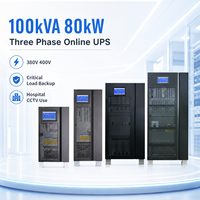 Système d'alimentation sans interruption (ASI) triphasé industriel 100 kVA 80 kW 380 V 400 V avec batterie au plomb pour hôpitaux, vidéosurveillance et systèmes de secours de charges critiques