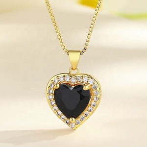 Link Chain Love Premium Beautiful <strong>Black</strong> <strong>Heart</strong> -Shaped Pendant Necklace Fine Fashion Jewelry Gifts for Women - Product Image 5