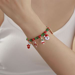 Nouveau Bracelet de Noël 2024, Bijou Perlé en Cristal, Bracelet en Métal avec Élément Père Noël, Cadeau Décoratif - Product Image 3