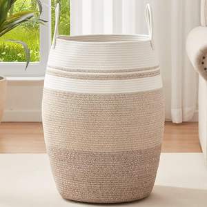 Oiahomy Wasmand Geweven Katoenen Touw Grote Kledingmand 25.6 "Hoge Wasmand - Product Image 1
