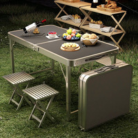 Table pliante réglable en hauteur en alliage d'aluminium, table de camping portable, mobilier d'extérieur, table de pique-nique pour la mise en place de stands