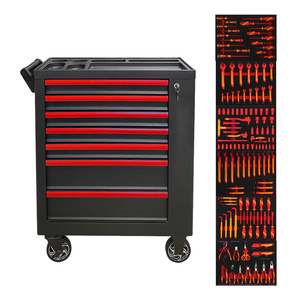 <span class=keywords><strong>Chariot</strong></span> de rangement professionnel à 7 tiroirs pour outils, coffre/armoire/<span class=keywords><strong>chariot</strong></span> pour ensemble d'outils isolés VDE de 124 pièces - Product Image 1
