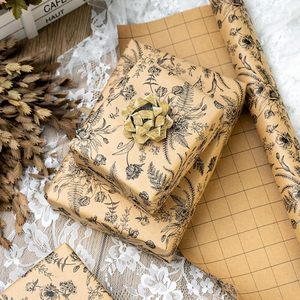 Kraft Floral Wrapping Paper Black Brown 46.8 Sq Ft Recyclable Gift <b>Wrap</b> for Birthday <b>Bridal</b> - Product Image 4