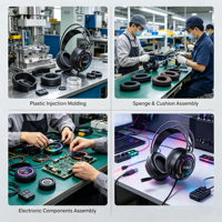 Casque de jeu filaire circum-auriculaire audiophile OEM ODM avec contrôle tactile et son surround Hi-Fi