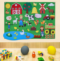 Grand tableau mural en feutre sur le thème de la ferme, ensemble complet pour l'enseignement de l'histoire en maternelle, jouet éducatif pour enfants, vente en gros, jouets DIY pour enfants