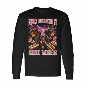 T-shirt à manches longues pour chien teckel, facilement distrait par les petits chiens teckel - Product Image 2