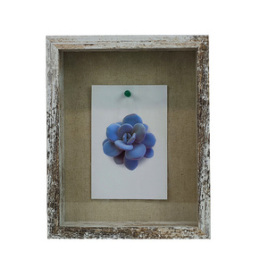 Mengkai Rustic White Glass Rectangular Wood Shadow Box Frame for Wall Decoration
