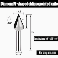 YUFU Couteau à arche à fond pointu en forme de V pour panneau de porte, OEM, à angle en V, PCD, lame simple, double tranchant, non revêtu, conventionnel