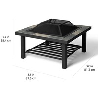 YASN 32 pouces carré en acier inoxydable foyer de jardin cheminée barbecue foyer extérieur pour le camping